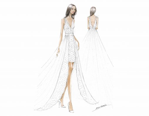 Rosa Clará designs Marie Chevallier’s second wedding dress for her church ceremony